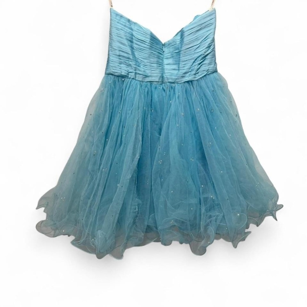 Sherri Hill Strapless Tulle Prom Dress Light Blue 6 Sequin Sweetheart Formal - Picture 4 of 7